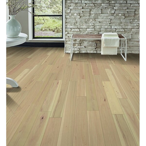 Healthier Choice Flooring Flooring Plank, 1-1/2 to 6 ft L, 6-1/2 in W, Micro Bevel Edge, Hickory Wood, 10PK - HCE603D01