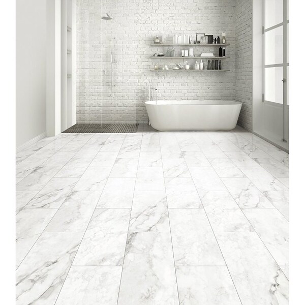 Healthier Choice Flooring Flooring Plank, 24 in L, 12 in W, Grout Bevel Edge, Stone Polymer Composite/Vinyl, 12PK - CVT107L05