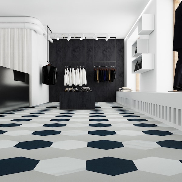 Lucida Surfaces LUCIDA SURFACES, MosaiCore Mist Hexagon 8.8 in. x10.375 in. 3mm 28MIL Glue Down Luxury Vinyl Tiles (12.25 sq.ft), 25PK - SC-4105
