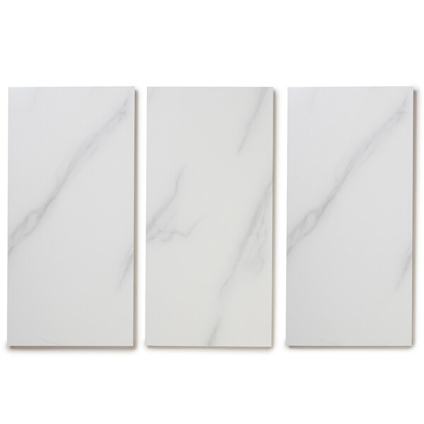 Lucida Surfaces LUCIDA SURFACES, PresCore Carrara 12 in. x 24 in. 2mm 12MIL Glue Down Luxury Vinyl Tiles (36 sq.ft per case), 18PK - PC-1122