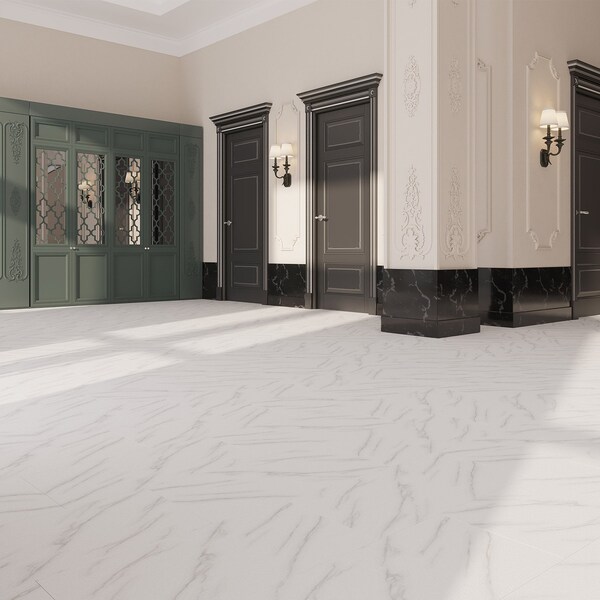 Lucida Surfaces LUCIDA SURFACES, PresCore Carrara 12 in. x 24 in. 2mm 12MIL Glue Down Luxury Vinyl Tiles (36 sq.ft per case), 18PK - PC-1122