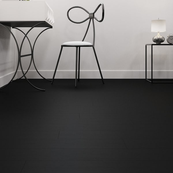 Lucida Surfaces LUCIDA SURFACES, MaxCore Piano Black 7 5/16 in. x48 in. 5.8mm 22MIL Interlocking Luxury Vinyl Planks , 10PK - MC-513