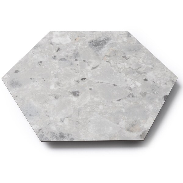Lucida Surfaces LUCIDA SURFACES, MosaiCore Bone Quartz Hexagon 8.8 in. x10.375 in. 3mm 28MIL Glue Down Luxury Vinyl Tiles , 99PK - SC-4154PLT