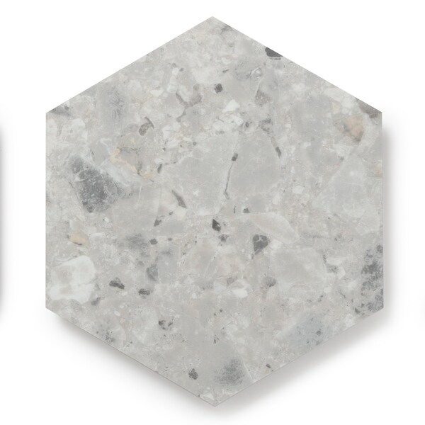 Lucida Surfaces LUCIDA SURFACES, MosaiCore Bone Quartz Hexagon 8.8 in. x10.375 in. 3mm 28MIL Glue Down Luxury Vinyl Tiles , 99PK - SC-4154PLT