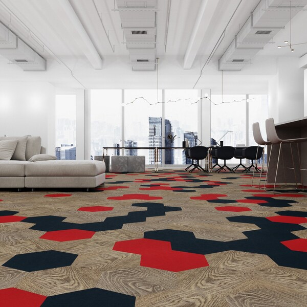 Lucida Surfaces LUCIDA SURFACES, MosaiCore Heritage Oak Hexagon 8.8 in. x10.375 in. 3mm 28MIL Glue Down Luxury Vinyl Tiles , 99PK - SC-4162PLT