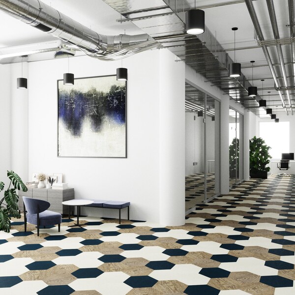 Lucida Surfaces LUCIDA SURFACES, MosaiCore Heritage Oak Hexagon 8.8 in. x10.375 in. 3mm 28MIL Glue Down Luxury Vinyl Tiles , 99PK - SC-4162PLT