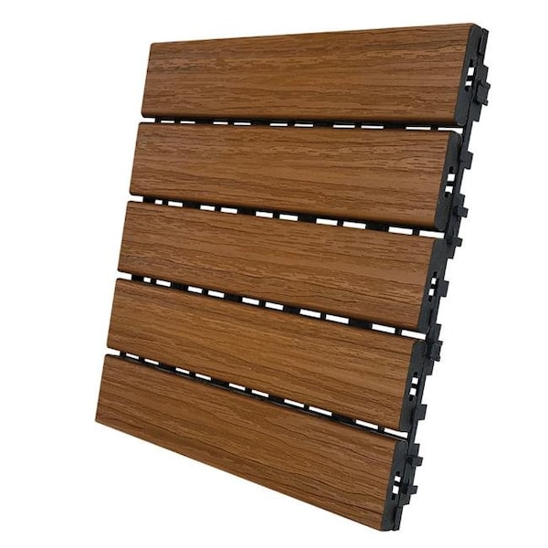Aura Aura 5011917 6 sq. ft. 12 x 12 in. Honey Teak Composite Balcony & Deck Tiles - Pack of 6 - 5011917