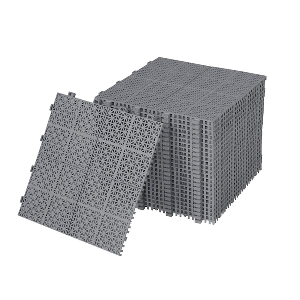 Edendirect 1 ft. x 1 ft. Quick Deck PVC Plastic Interlocking Deck Tile in Gray Snowflake Grain, 60 sq ft. - ED-W2391P189625