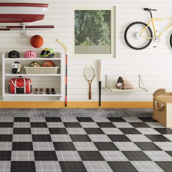 Edendirect 1 ft. x 1 ft. Quick Deck PVC Plastic Interlocking Deck Tile in Gray Snowflake Grain, 60 sq ft. - ED-W2391P189625