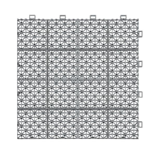 Edendirect 1 ft. x 1 ft. Quick Deck PVC Plastic Interlocking Deck Tile in Gray Snowflake Grain, 60 sq ft. - ED-W2391P189625