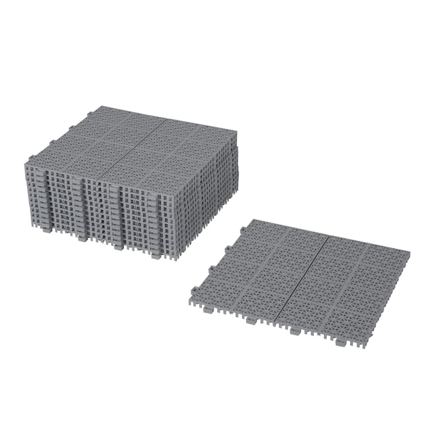 Edendirect 1 ft. x 1 ft. Quick Deck PVC Plastic Interlocking Deck Tile in Gray Snowflake Grain, 60 sq ft. - ED-W2391P189625