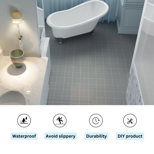 Edendirect 1 ft. x 1 ft. Quick Deck PVC Plastic Interlocking Deck Tile in Gray Snowflake Grain, 60 sq ft. - ED-W2391P189625