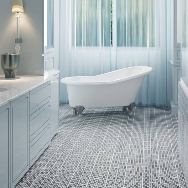 Edendirect 1 ft. x 1 ft. Quick Deck PVC Plastic Interlocking Deck Tile in Gray Snowflake Grain, 60 sq ft. - ED-W2391P189625