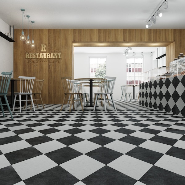 Lucida Surfaces LUCIDA SURFACES, MosaiCore Ink  Rhombus 9.75 in. x 17 in. 3mm 28MIL Glue Down Luxury Vinyl Tiles (15.15 sq.ft), 26PK - SC-4256