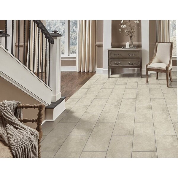 Healthier Choice Flooring Flooring Plank, 24 in L, 12 in W, Grout Bevel Edge, Stone Polymer Composite/Vinyl, 12PK - CVT107L01