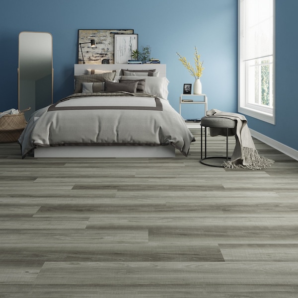 Lucida Surfaces LUCIDA SURFACES, MaxCore Silver Leaf 7 5/16 in. x48 in. 5.8mm 22MIL Interlocking Luxury Vinyl Planks , 45PK - MC-503PLT
