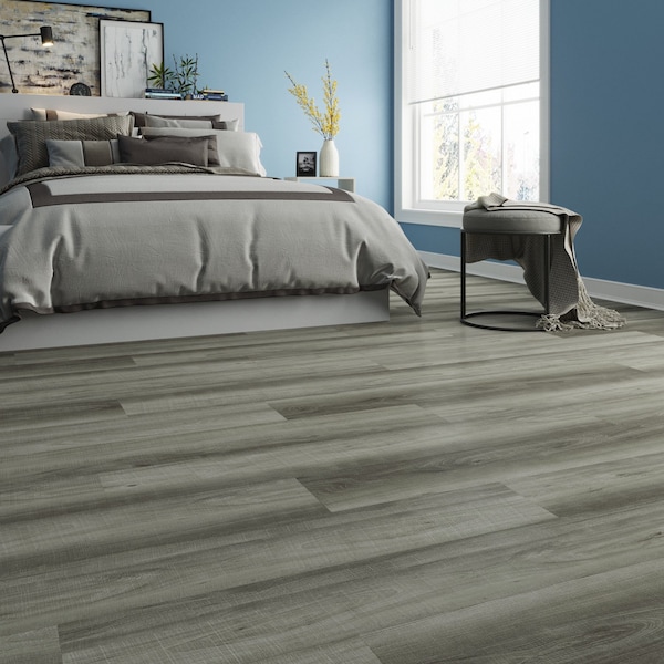 Lucida Surfaces LUCIDA SURFACES, MaxCore Silver Leaf 7 5/16 in. x48 in. 5.8mm 22MIL Interlocking Luxury Vinyl Planks , 45PK - MC-503PLT