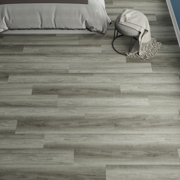 Lucida Surfaces LUCIDA SURFACES, MaxCore Silver Leaf 7 5/16 in. x48 in. 5.8mm 22MIL Interlocking Luxury Vinyl Planks , 45PK - MC-503PLT
