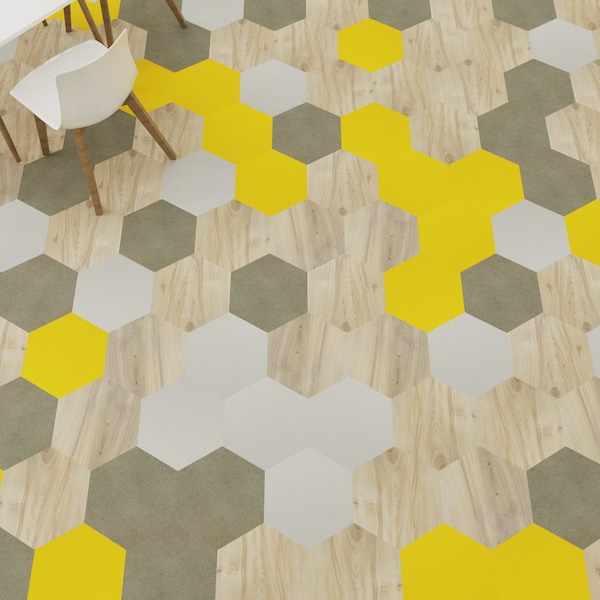 Lucida Surfaces LUCIDA SURFACES, MosaiCore Sunchoke Hexagon 8.8 in. x10.375 in. 3mm 28MIL Glue Down Luxury Vinyl Tiles , 99PK - SC-4102PLT