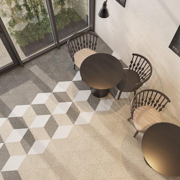 Lucida Surfaces LUCIDA SURFACES, MosaiCore Alpine Rock  Rhombus 9.75 in. x17 in. 3mm 28MIL Glue Down Luxury Vinyl Tiles , 99PK - SC-4254PLT