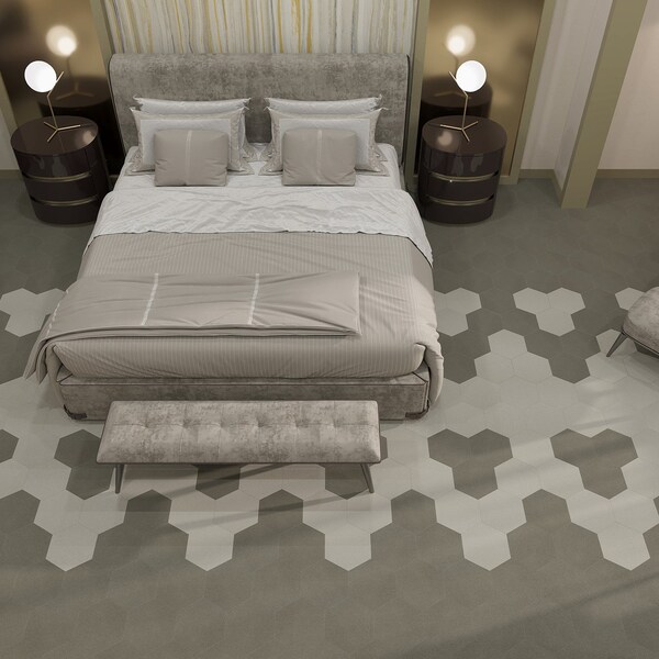 Lucida Surfaces LUCIDA SURFACES, MosaiCore Pewter Hexagon 8.8 in. x10.375 in. 3mm 28MIL Glue Down Luxury Vinyl Tiles , 25PK - SC-4158