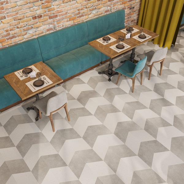Lucida Surfaces LUCIDA SURFACES, MosaiCore Ivory Rock  Rhombus 9.75 in. x17 in. 3mm 28MIL Glue Down Luxury Vinyl Tiles , 99PK - SC-4253PLT