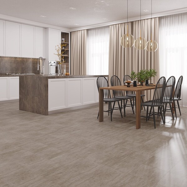 Lucida Surfaces LUCIDA SURFACES, BaseCore Cement 12 in. x12 in. 2mm 12MIL Peel & Stick Vinyl Plank , 99PK - BC-915PLT