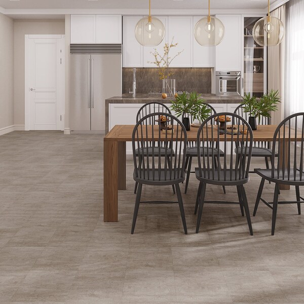 Lucida Surfaces LUCIDA SURFACES, BaseCore Cement 12 in. x12 in. 2mm 12MIL Peel & Stick Vinyl Plank , 99PK - BC-915PLT