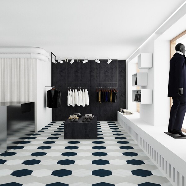 Lucida Surfaces LUCIDA SURFACES, MosaiCore Midnight Hexagon 8.8 in. x10.375 in. 3mm 28MIL Glue Down Luxury Vinyl Tiles , 99PK - SC-4103PLT