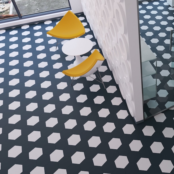 Lucida Surfaces LUCIDA SURFACES, MosaiCore Midnight Hexagon 8.8 in. x10.375 in. 3mm 28MIL Glue Down Luxury Vinyl Tiles , 99PK - SC-4103PLT