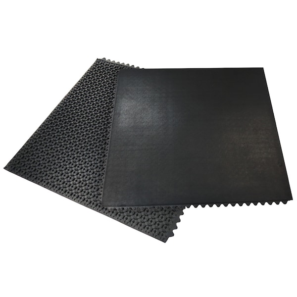 Rubber-Cal Revolution Interlocking Rubber Floor - 12mm x 36 in x 36 in Rubber Tiles - Black, 8PK - 03-203-WTILE-8