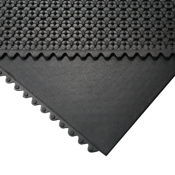 Rubber-Cal Revolution Interlocking Rubber Floor - 12mm x 36 in x 36 in Rubber Tiles - Black, 8PK - 03-203-WTILE-8