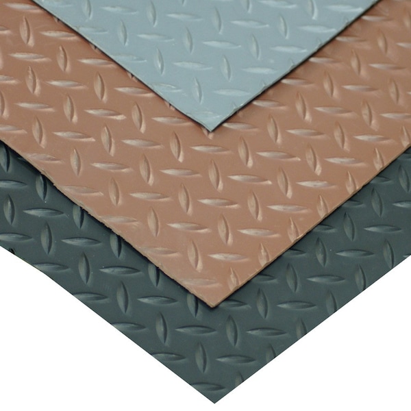 Rubber-Cal Diamond-Plate Thermoplastic Flooring - 3.5mm x 36 in x 8ft - Brown - 03-R271-36-BN-08