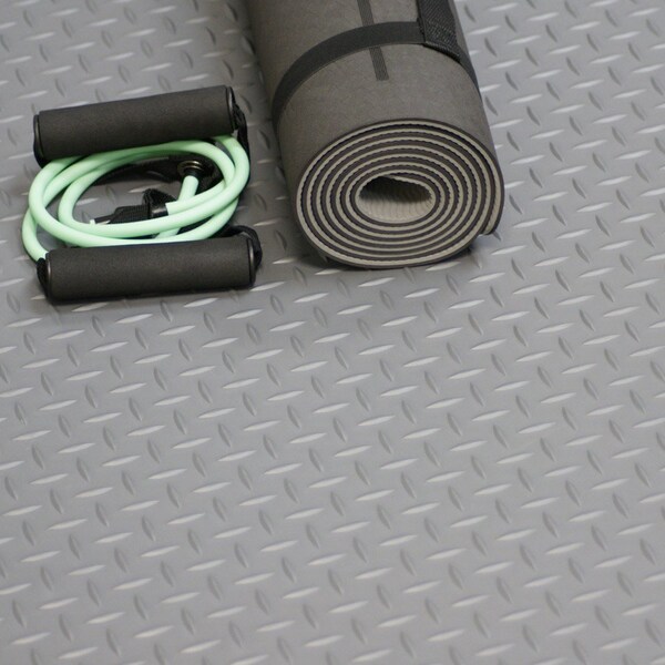 Rubber-Cal Diamond-Plate Thermoplastic Flooring - 3.5mm x 36 in x 8ft - Brown - 03-R271-36-BN-08