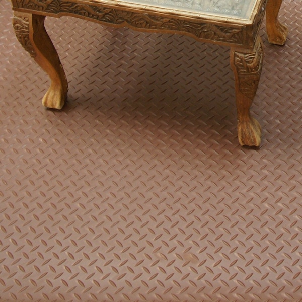 Rubber-Cal Diamond-Plate Thermoplastic Flooring - 3.5mm x 36 in x 8ft - Brown - 03-R271-36-BN-08