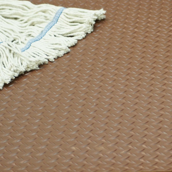 Rubber-Cal Diamond-Plate Thermoplastic Flooring - 3.5mm x 36 in x 8ft - Brown - 03-R271-36-BN-08