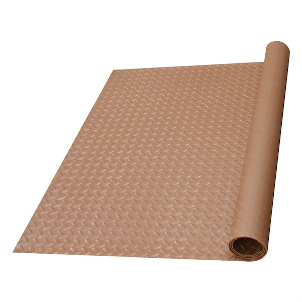 Rubber-Cal Diamond-Plate Thermoplastic Flooring - 3.5mm x 36 in x 8ft - Brown - 03-R271-36-BN-08