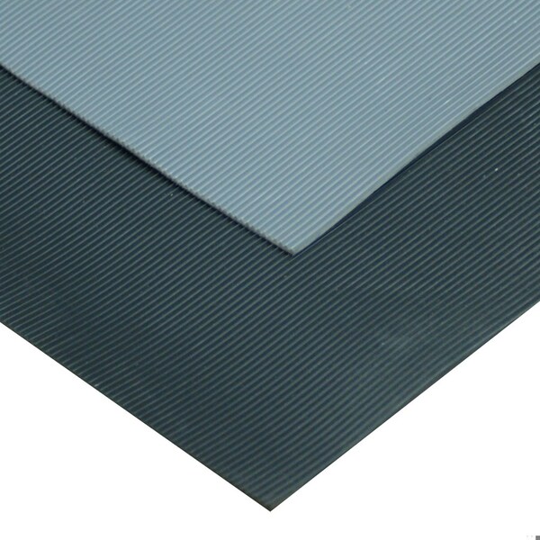 Rubber-Cal Fine-Ribbed Thermoplastic Flooring - 3.5mm x 36 in x 7ft - Dark Gray - 03-R272-36-DG-07