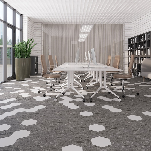 Lucida Surfaces LUCIDA SURFACES, MosaiCore Charcoal Quartz Hexagon 8.8 in. x10.375 in. 3mm 28MIL Glue Down Luxury Vinyl Tiles , 99PK - SC-4153PLT