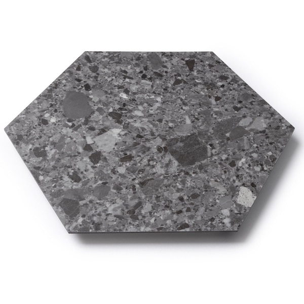 Lucida Surfaces LUCIDA SURFACES, MosaiCore Charcoal Quartz Hexagon 8.8 in. x10.375 in. 3mm 28MIL Glue Down Luxury Vinyl Tiles , 99PK - SC-4153PLT