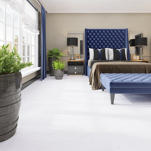 Lucida Surfaces LUCIDA SURFACES, BaseCore Blanc 6 in. x36 in. 2mm 12MIL Peel & Stick Vinyl Plank , 55PK - BC-912PLT