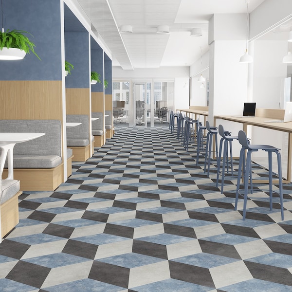 Lucida Surfaces LUCIDA SURFACES, MosaiCore Concrete  Rhombus 9.75 in. x17 in. 3mm 28MIL Glue Down Luxury Vinyl Tiles , 26PK - SC-4259