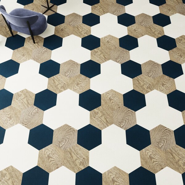 Lucida Surfaces LUCIDA SURFACES, MosaiCore Pearl Hexagon 8.8 in. x10.375 in. 3mm 28MIL Glue Down Luxury Vinyl Tiles , 25PK - SC-4155