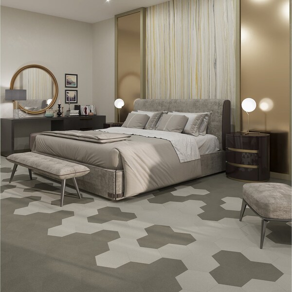 Lucida Surfaces LUCIDA SURFACES, MosaiCore Pearl Hexagon 8.8 in. x10.375 in. 3mm 28MIL Glue Down Luxury Vinyl Tiles , 25PK - SC-4155