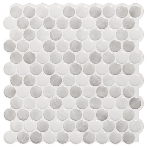 Apendices 8.95 x 8.97 in. Glazed Vinyl Adhesive Wall Tile, Gray, 24PK - AP2741995