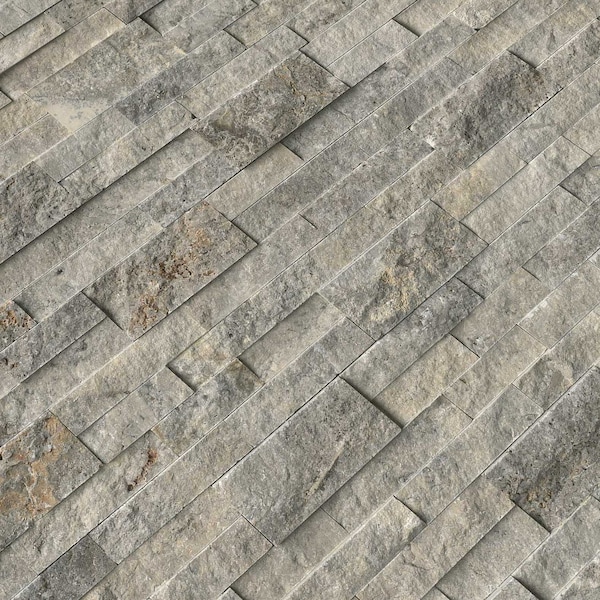Msi Silver Splitface Ledger Panel 6 In. X 24 In. Natural Travertine Wall Tile, 6PK - ZOR-PNL-0096