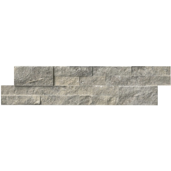 Msi Silver Splitface Ledger Panel 6 In. X 24 In. Natural Travertine Wall Tile, 6PK - ZOR-PNL-0096
