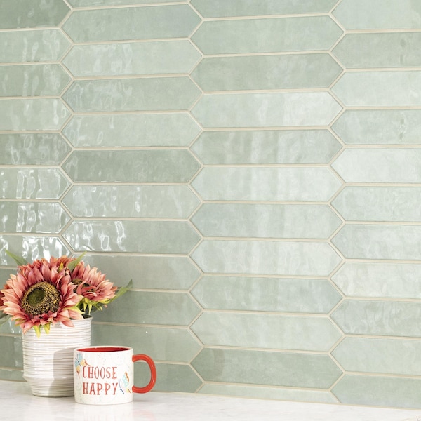 Msi Renzo Jade Pickett 2.5" X 13" Glossy Ceramic Green Wall Tile, PK62 - ZOR-PT-0110