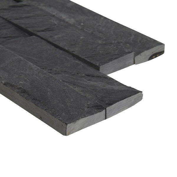Msi Premium Black Splitface Ledger Panel 6 In. X 24 In. Natural Slate Wall Tile, 8PK - ZOR-PNL-0077