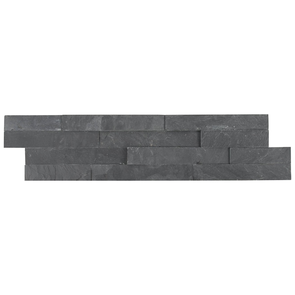Msi Premium Black Splitface Ledger Panel 6 In. X 24 In. Natural Slate Wall Tile, 8PK - ZOR-PNL-0077